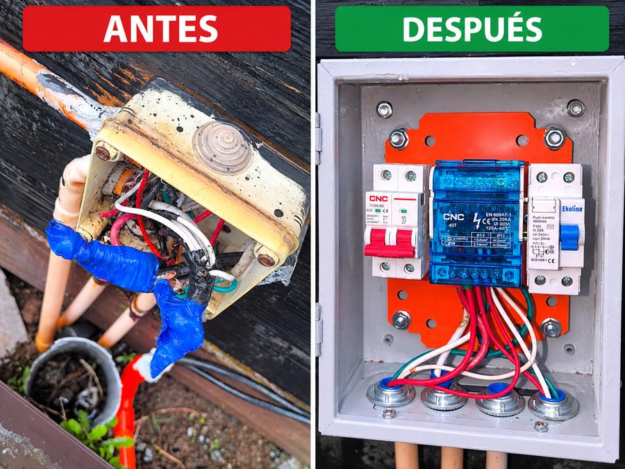 Antes y después de un cuadro eléctrico